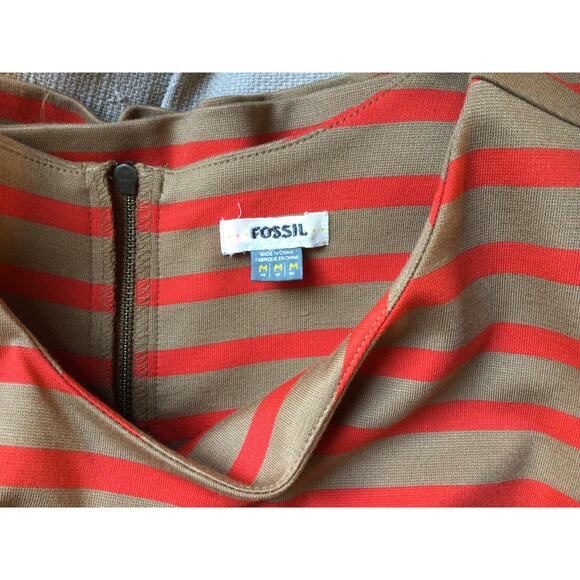Fossil Orange Striped Dress Sz M - Picture 4 of 5